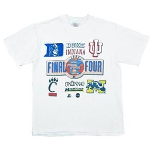 Vintage Ncaa White Duke Indiana Final Four 1992 Bearcats Shirt